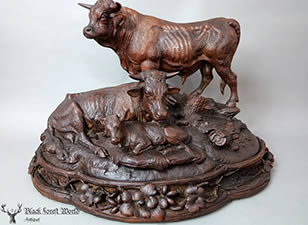 black forest carved woodcarving cow 