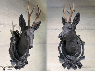 Black Forest carved roebuck head