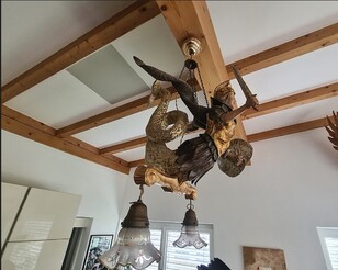 A Black Forest Knight Chandelier