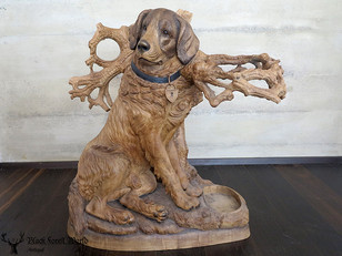 black forest carved Wood dog 