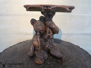 black forest carved bear with pipe